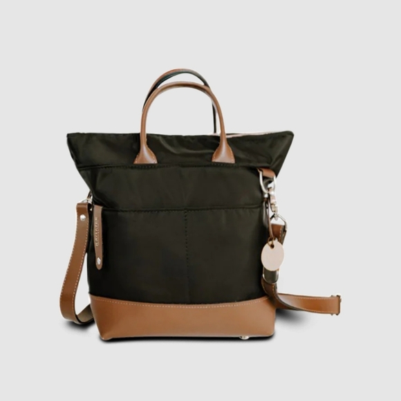 R.Riveter Women's Otto Signature Black Canvas Tote with Brown Leather Bag - Picture 1 of 4